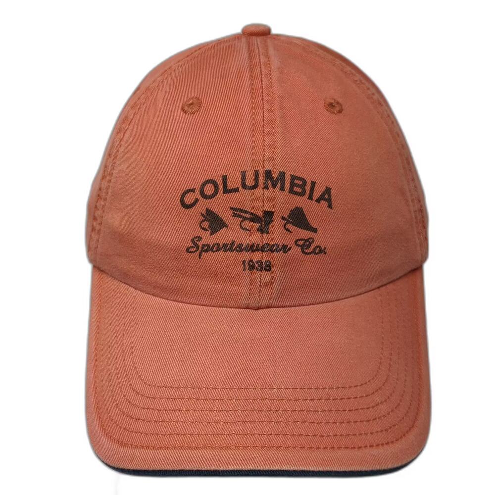 Columbia Sportswear Fishing Baseball Cap Hat Orange Cotton Strapback One Size